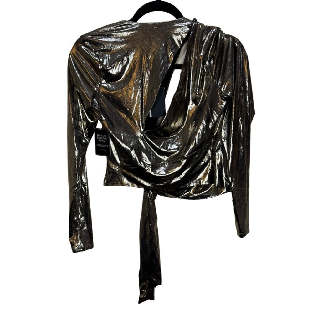 JLUXLABEL Gold Radiance Metallic Tie Knot Top - S NWT - Picture 5 of 6